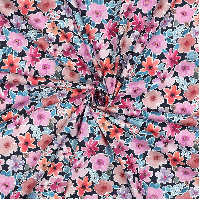 Cotton Poplin Flowers | Poppy Fabrics – blue-black,  image number 3