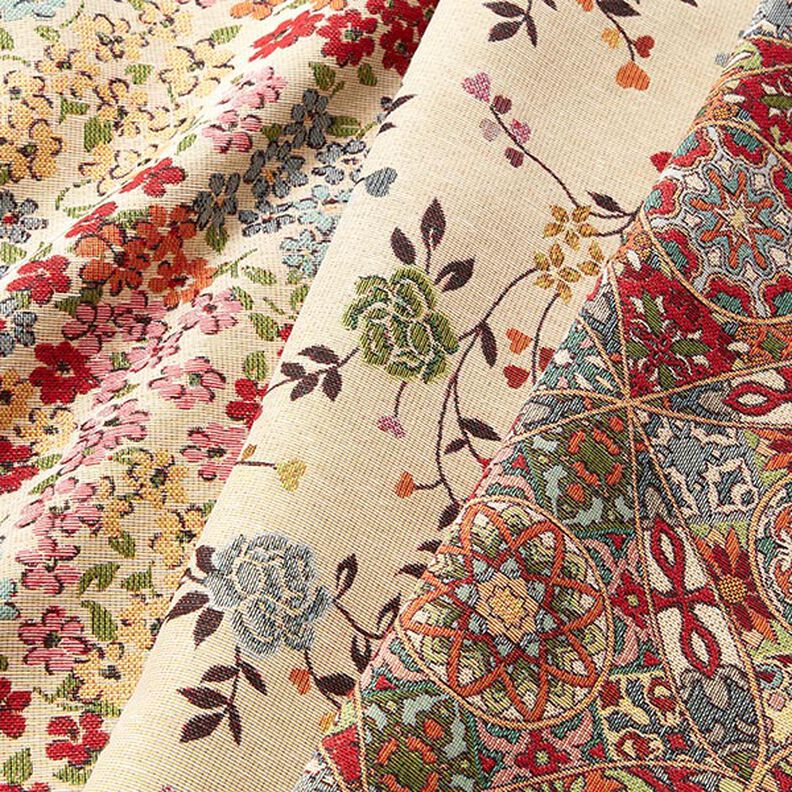 Decor Fabric Tapestry Fabric Intricate Ornaments – light beige/carmine,  image number 5
