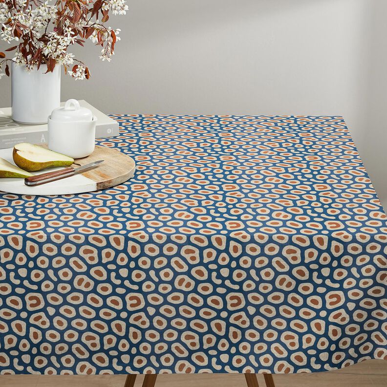 Decor Fabric Half Panama abstract leopard pattern – blue/cashew, image number 7