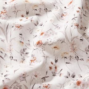 Cotton Poplin subtle flower branches – silver grey/light beige, 