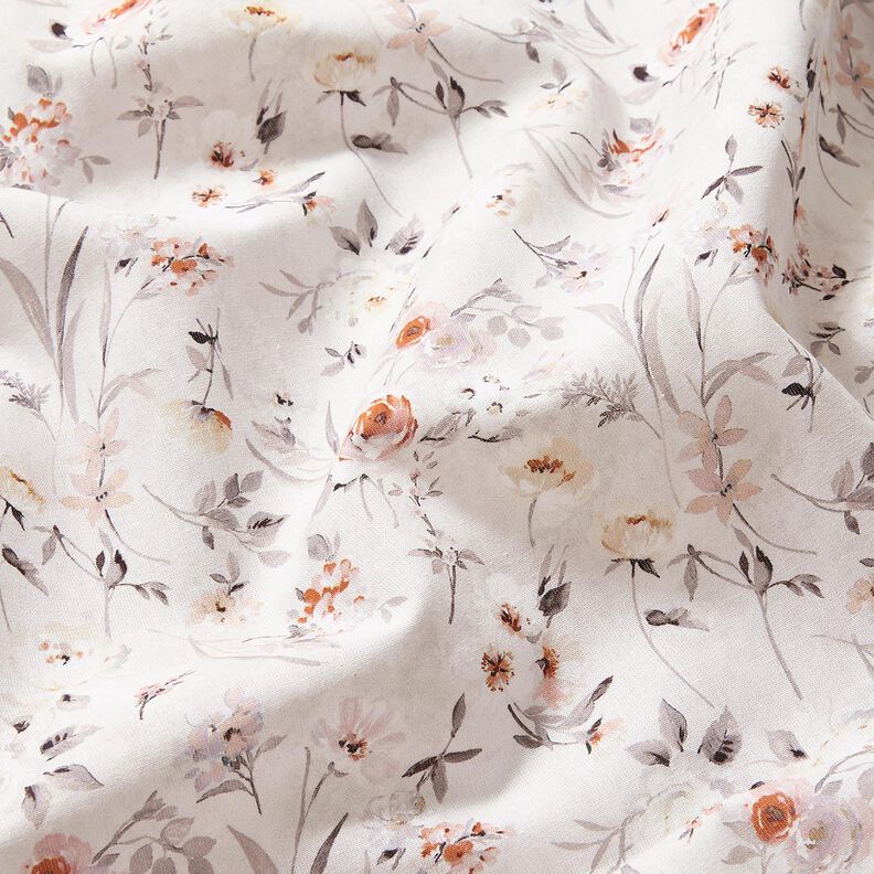Cotton Poplin subtle flower branches – silver grey/light beige, image number 2