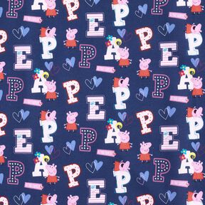 Cotton Poplin Peppa Pig Letters Licensed Fabric | ABC Ltd – indigo, 