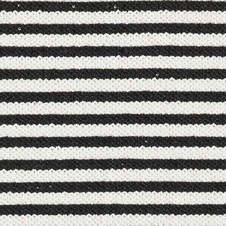 Knit fabric glitter stripes with sequins – offwhite/black,  image number 1