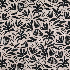 Decor Fabric Tapestry Fabric Abstract Plants – light beige/black, 