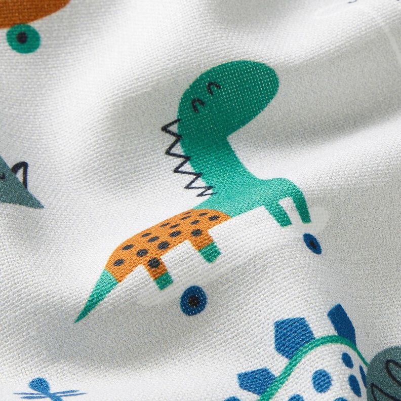 Decor Fabric Half Panama skating dinosaurs – silver grey/peppermint,  image number 2