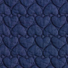 Denim Quilted Fabric hearts – midnight blue, 