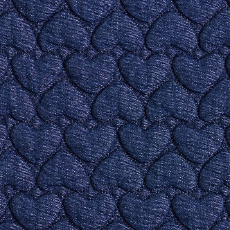 Denim Quilted Fabric hearts – midnight blue, image number 1