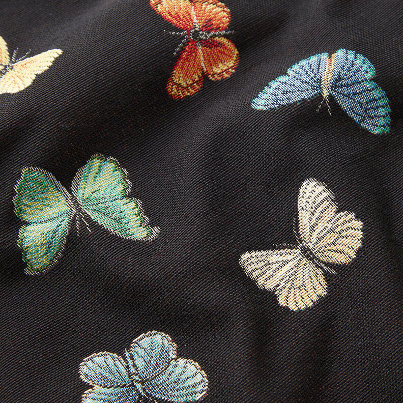 Decor Fabric Tapestry Fabric Swarm of butterflies – black,  image number 2