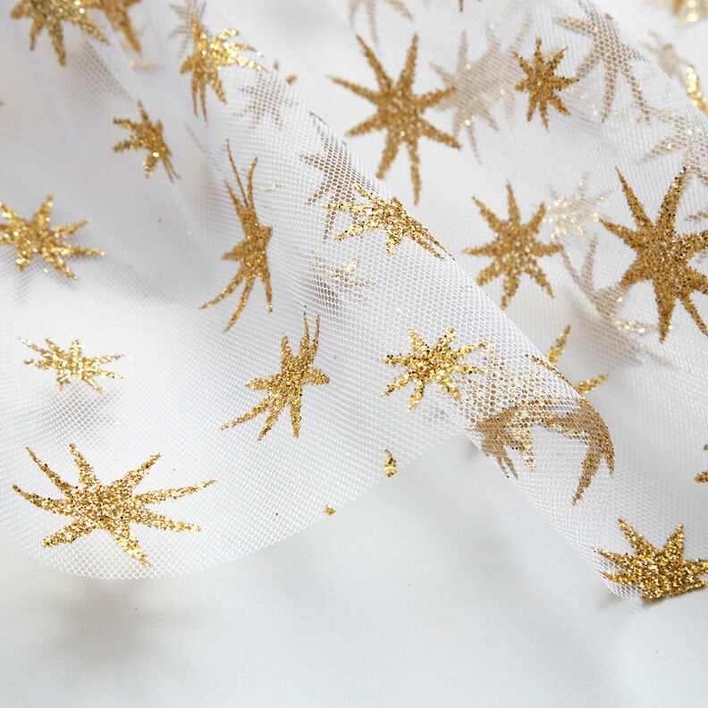 Tulle glitter stars – white/gold,  image number 5