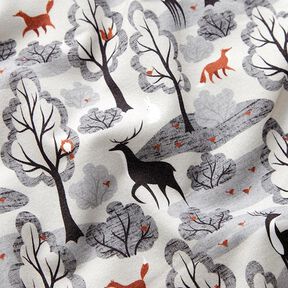 Brushed Sweatshirt Fabric abstract woodland animals Digital Print – misty grey | Remnant 60cm, 