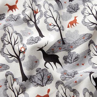 Brushed Sweatshirt Fabric abstract woodland animals Digital Print – misty grey, 