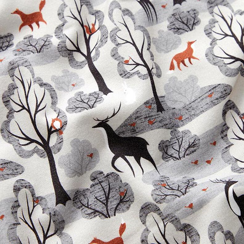 Brushed Sweatshirt Fabric abstract woodland animals Digital Print – misty grey,  image number 2