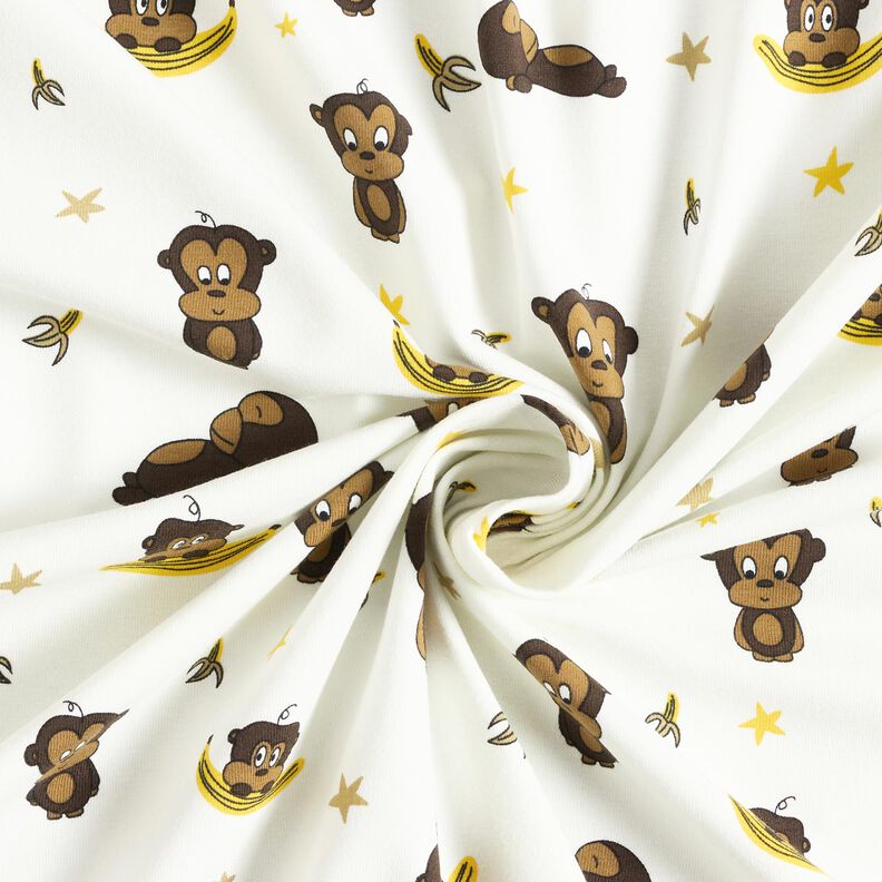Cotton Jersey monkeys and bananas – offwhite,  image number 3