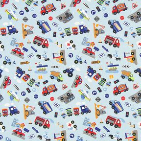 Cotton Cretonne Vehicles – light blue, 