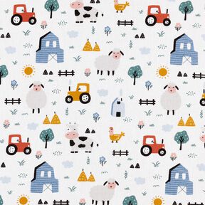 Cotton Poplin Farmyard – white, 