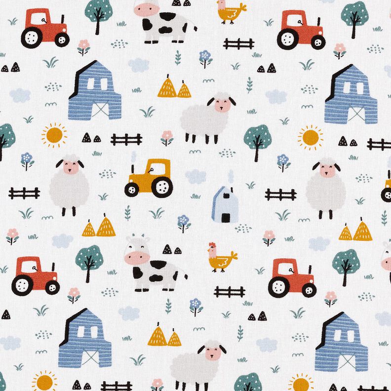 Cotton Poplin Farmyard – white,  image number 1