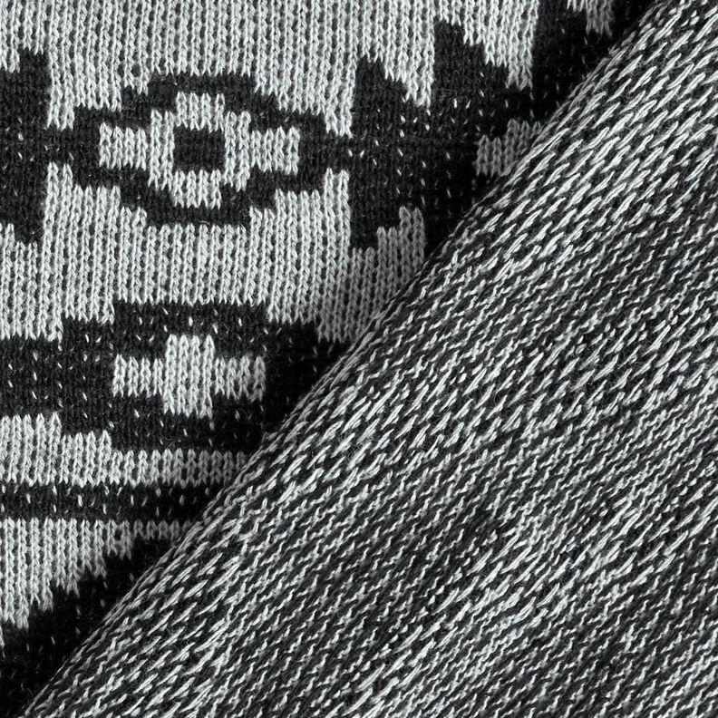 Knitted fabric ikat pattern – grey/black,  image number 4