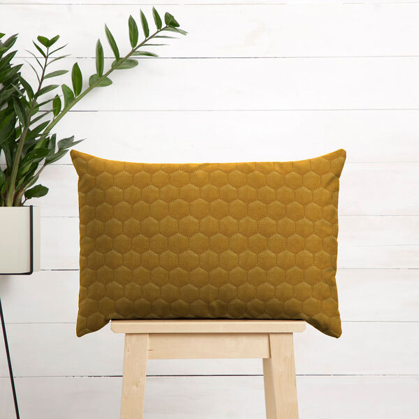 Upholstery Fabric Velvet Honeycomb Quilt – mustard, image number 9