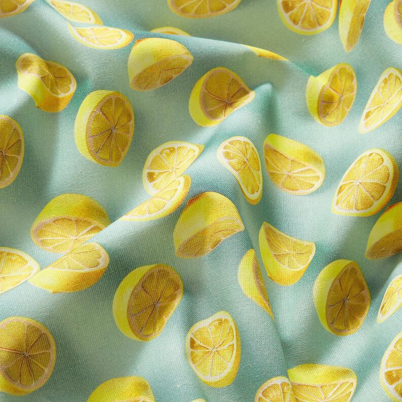 Cotton Poplin fresh lemons – eucalyptus/lemon yellow, image number 2
