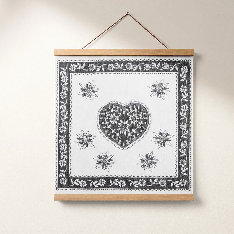 Decorative Panel Tapestry Fabric Alpine Heart – ivory/grey,  image number 6