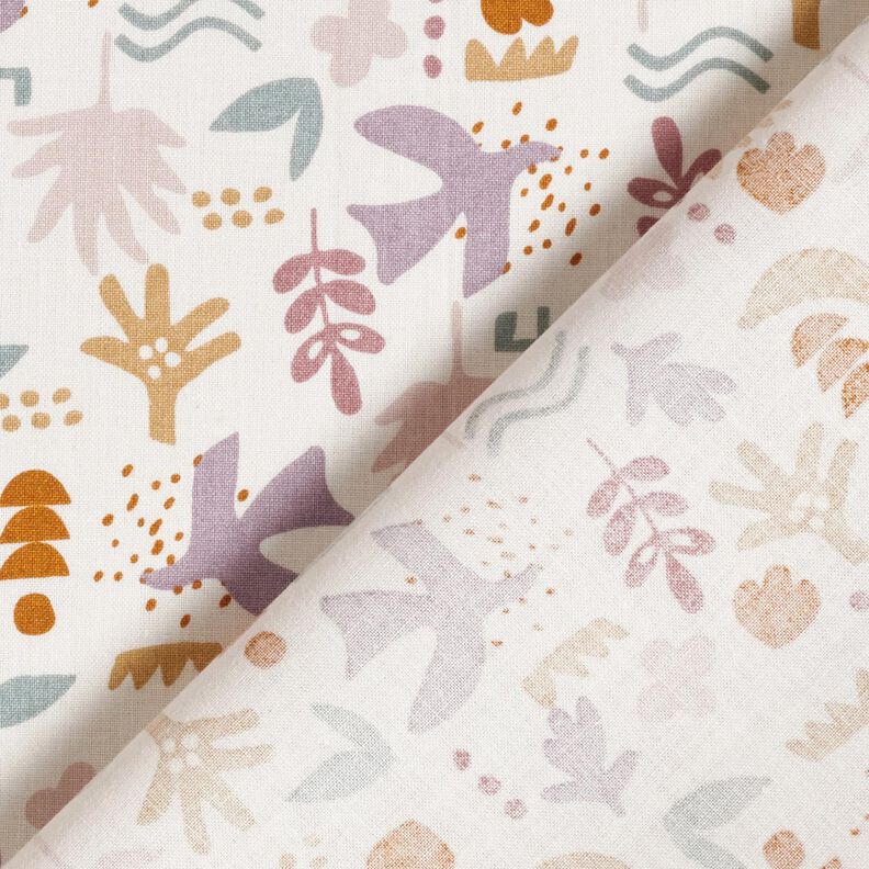 Cotton Cretonne abstract birds – offwhite/pastel violet, image number 4
