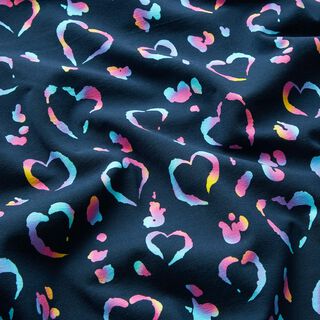Cotton Jersey Leopard print hearts | Glitzerpüppi – midnight blue/colour mix, 