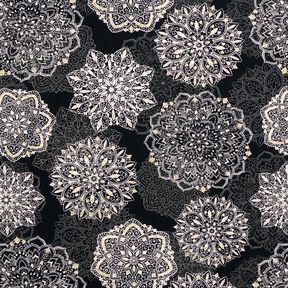 Cotton Jersey Mandalas | Glitzerpüppi – black/silver grey, 