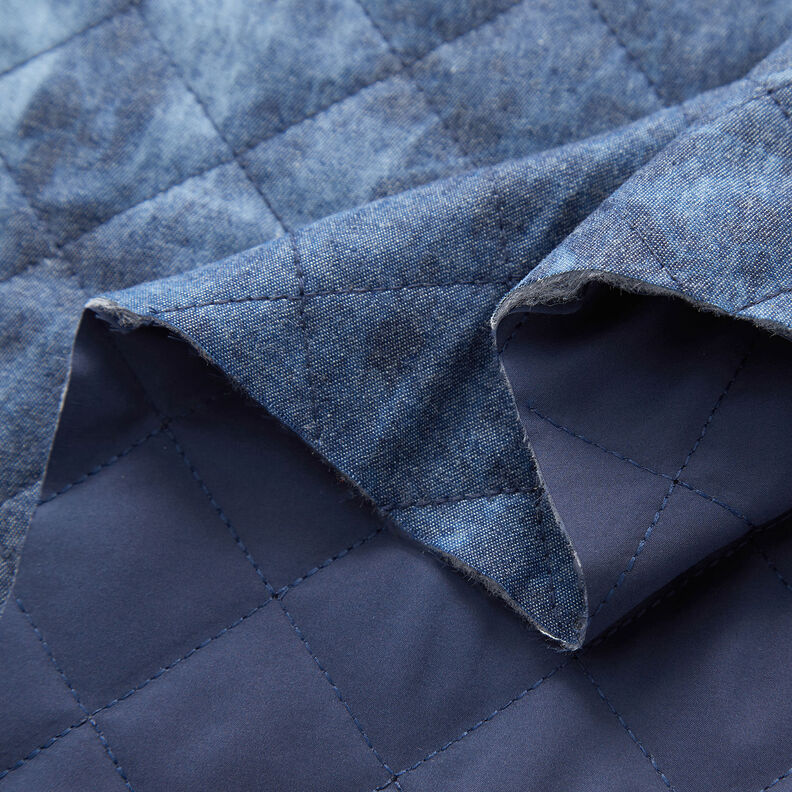 Tie-dyed chambray quilted fabric – denim blue,  image number 3