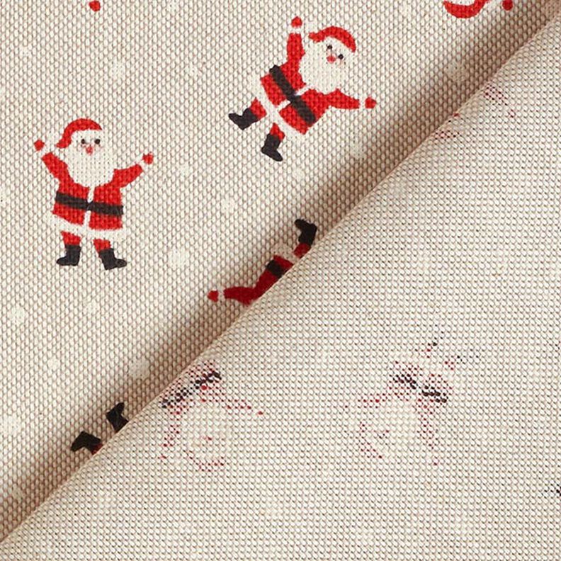 Decorative fabric half Panama mini Santa Clauses – natural, image number 4