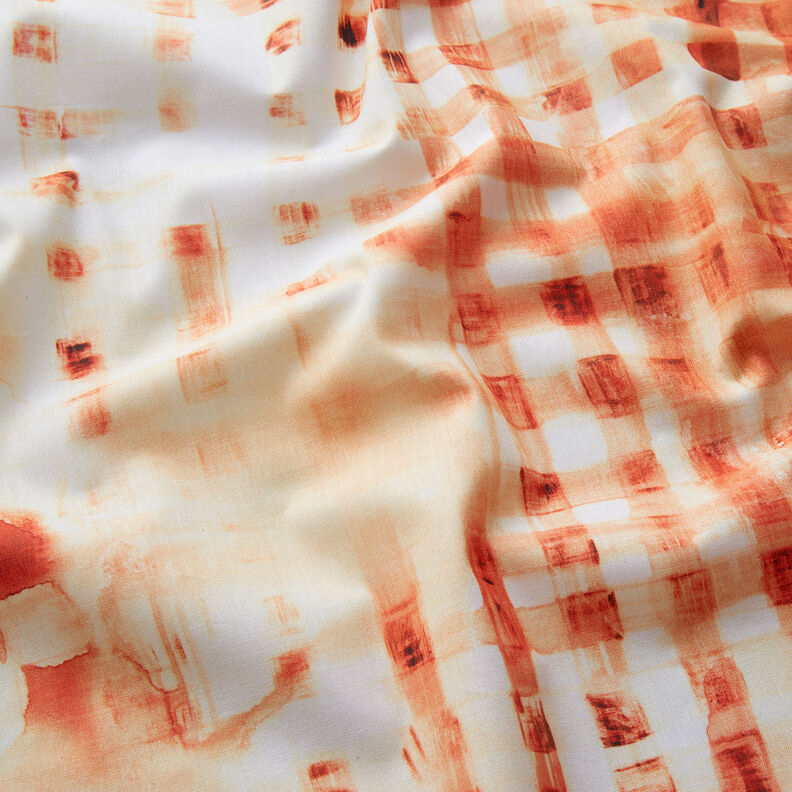 GOTS Cotton Batiste border fabric checks with colour gradient | TCC x LOOKS by Wolfgang Joop – fire,  image number 3