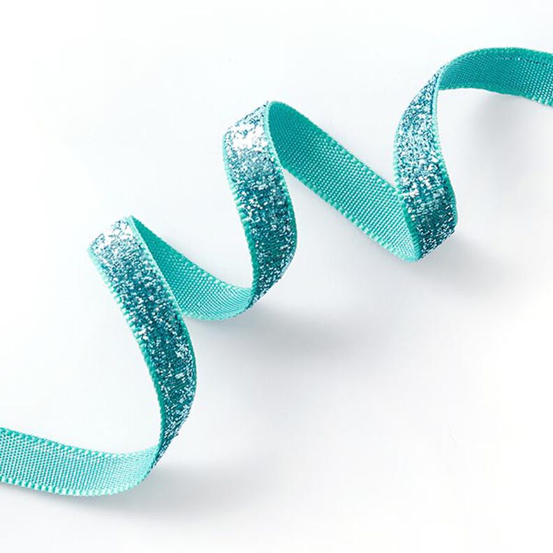 Velvet ribbon Metallic [10 mm] – aqua blue,  image number 1