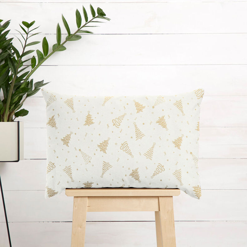Decor Fabric Jacquard Lurex fir tree – light beige/gold,  image number 6