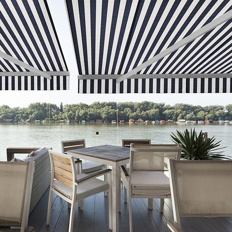 Awning fabric stripey Toldo – white/navy blue,  image number 4