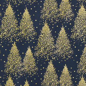 Cotton Poplin Gold Dust Fir Trees – midnight blue/gold, 