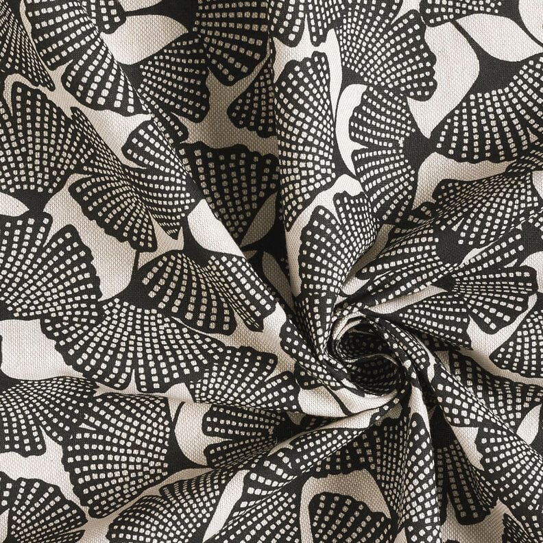 Decor Fabric Half Panama spotted ginkgo – black/natural, image number 3