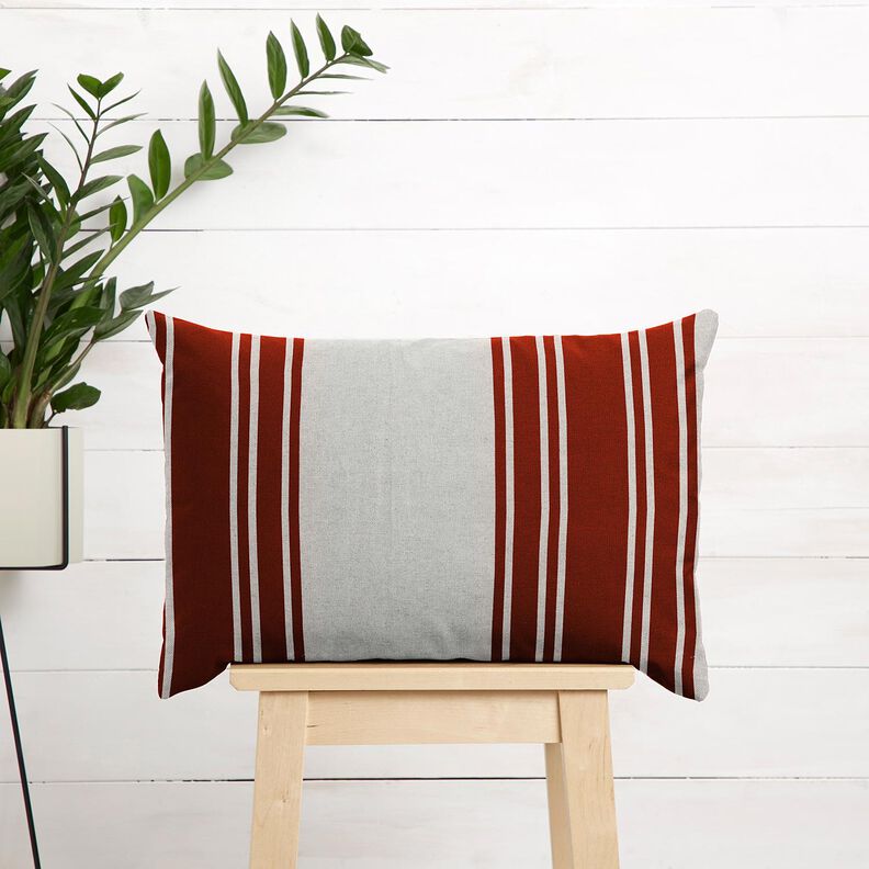 Decor Fabric Panama Block Stripes – offwhite/misty grey, image number 7