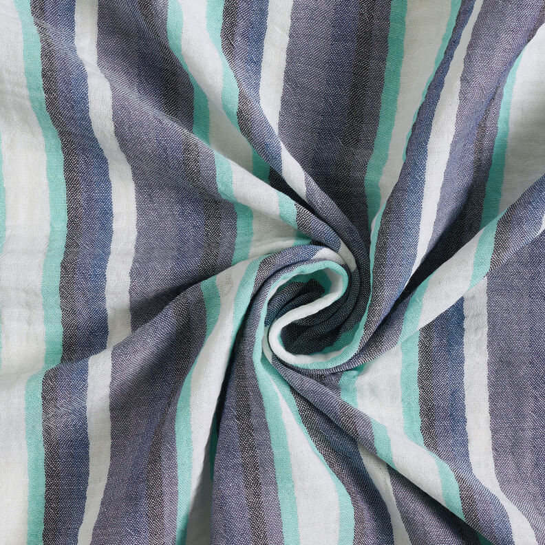 Double Gauze/Muslin yarn-dyed stripes – indigo/ice blue, image number 4