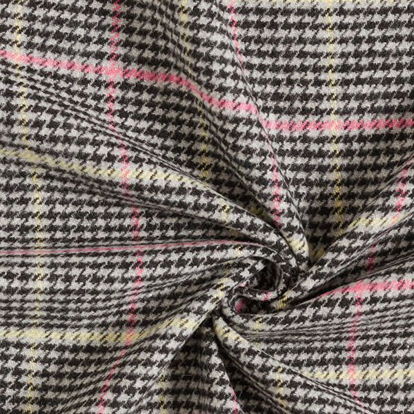 Houndstooth Plaid Coating Fabric with Glitter Effect – grey/black,  image number 3