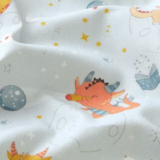 Cotton Poplin dragons in space – baby blue, 