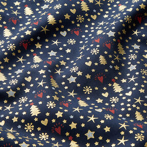 Cotton Poplin Hearts and Stars – midnight blue/gold, 