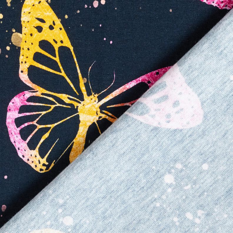 Cotton Jersey Butterflies | Glitzerpüppi – midnight blue/pink,  image number 4