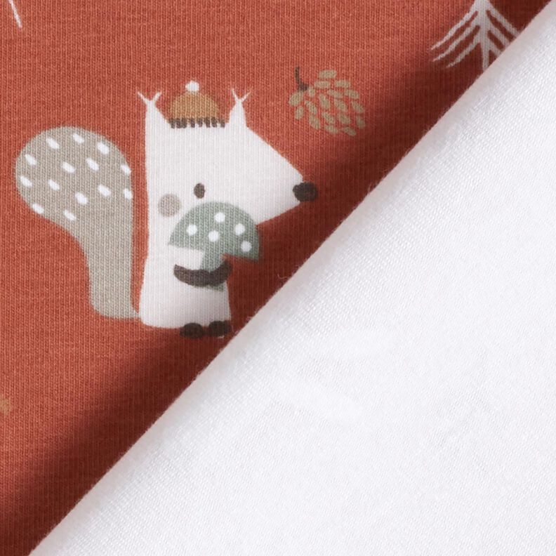 Cotton Jersey Rabbit and Squirrel in the Forest – copper,  image number 4