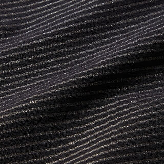 Horizontal striped stretch trouser fabric – black/antique silver, 