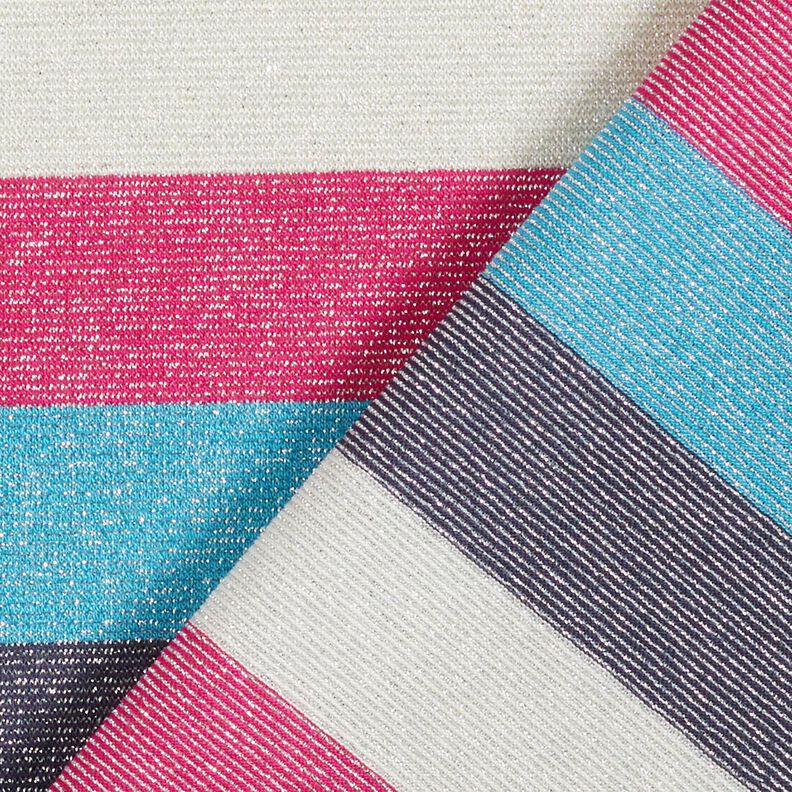 Striped glitter jersey – intense pink/navy blue, image number 4