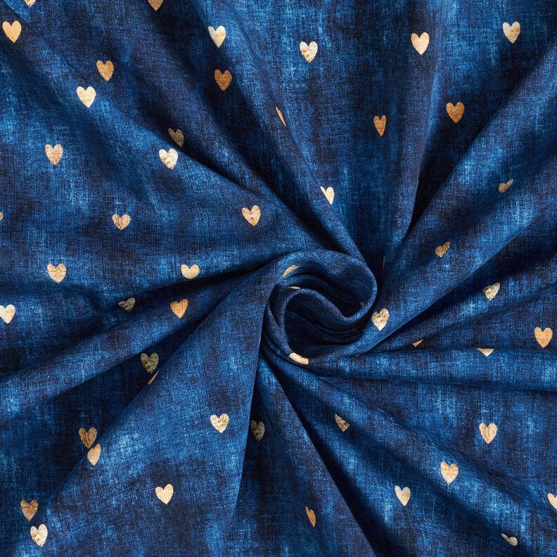 Cotton Jersey golden hearts | Glitzerpüppi – indigo,  image number 3