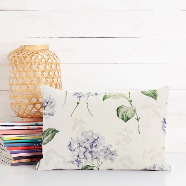 Decor Fabric Panama Hydrangeas – ivory/lilac,  image number 6