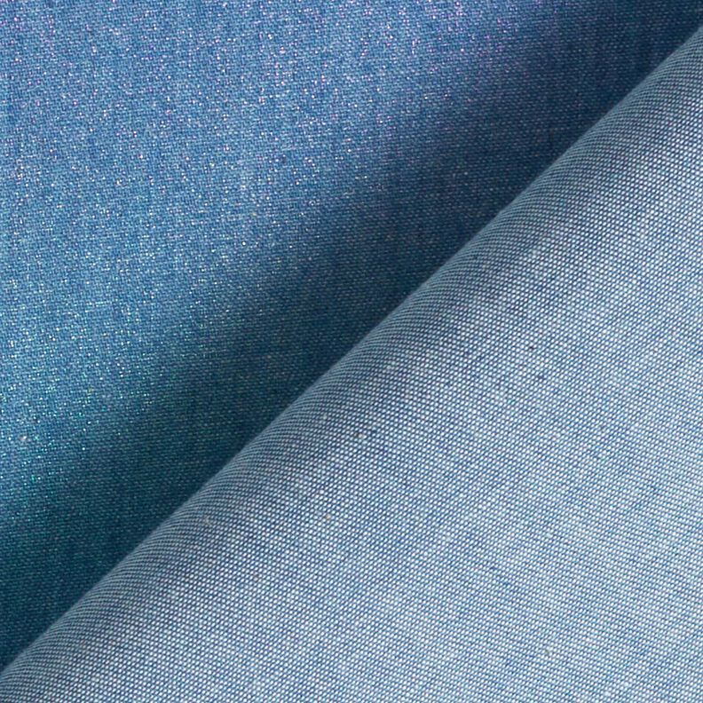 Chambray Rainbow Shimmer Foil Print | Poppy Fabrics – denim blue/colour mix,  image number 4