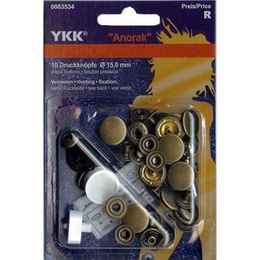 No-Sew Press Fasteners Anorak 4 – medium brown | YKK, 