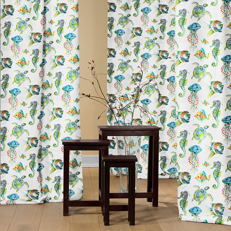 Half Panama Decor Fabric Sea Animals – green,  image number 8