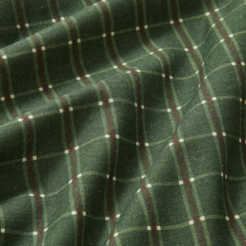 Decor Fabric Half Panama elegant check – fir green/carmine, image number 2